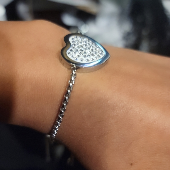 Stainless Steel Heart Charm Bracelet - Picture 3 of 4